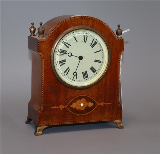 An inlaid mantel timepiece height 18cm